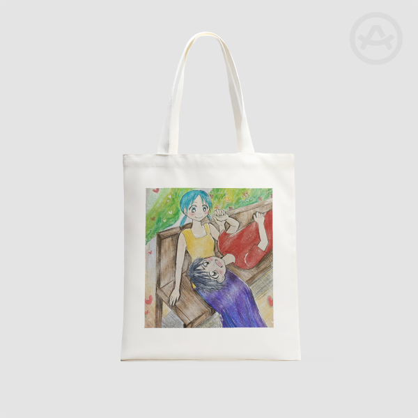 Vertical Part-print Canvas Tote Bags - 13.7″x15.7″(35x40cm)