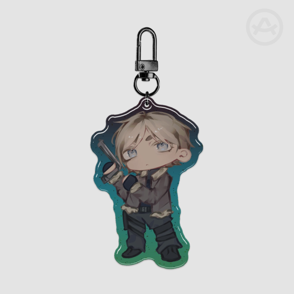 RE4 Chibi Leon Epoxy Glitter Acrylic Keychain • Resident Evil