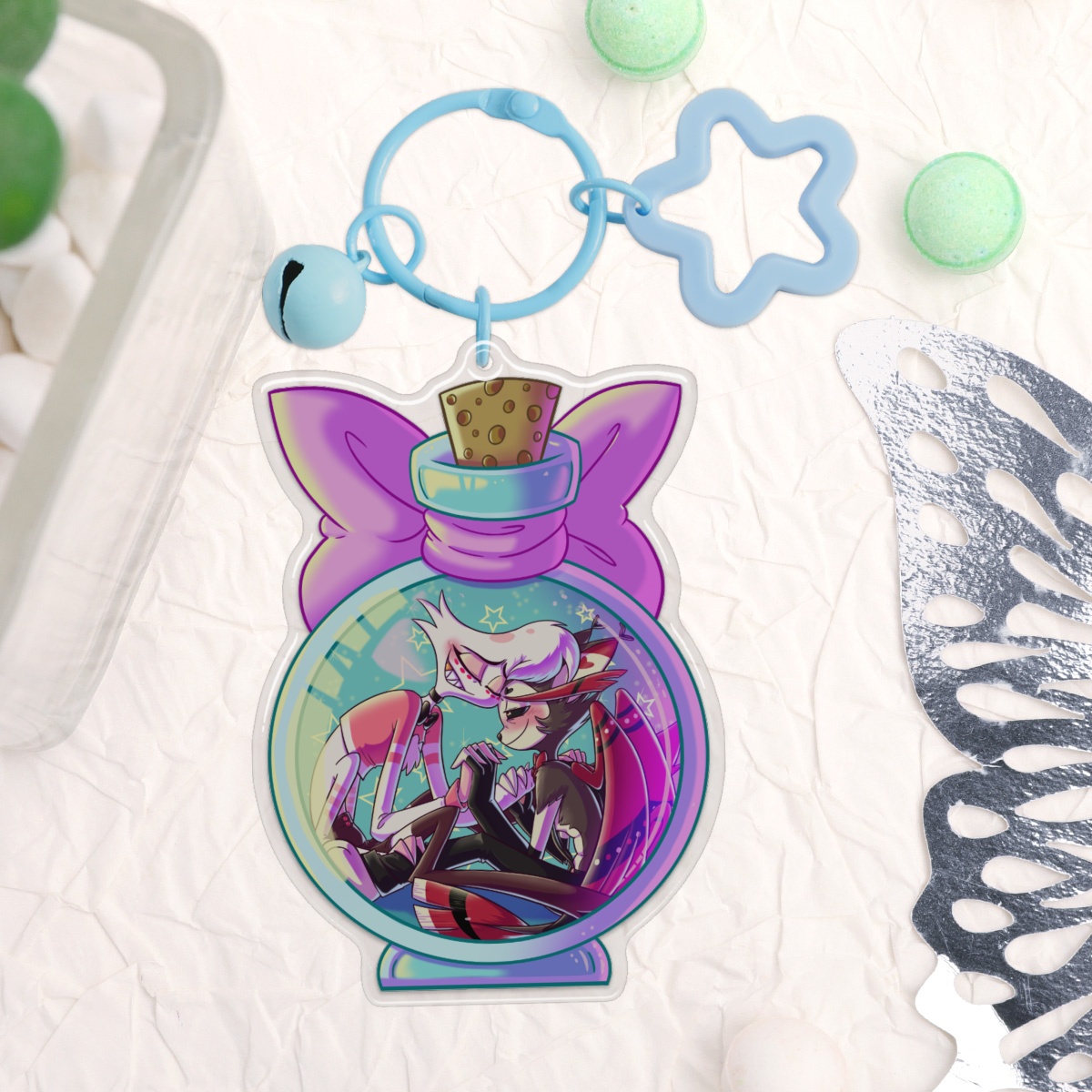 Love In A Bottle HuskerDust Keychain