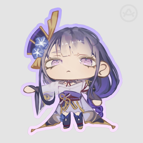 Chibi Raiden Ei Glossy Sticker • Genshin Impact