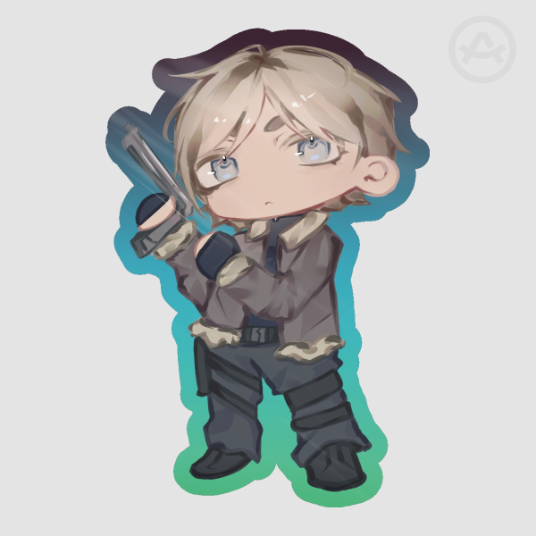 RE4 Chibi Leon Glossy Sticker • Resident Evil