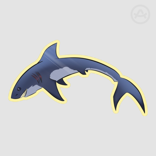Great White Colored Edge Die Cut Sticker
