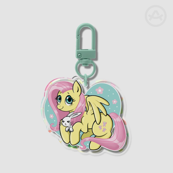 Fluttershy Broken Glass Acrylic Keychain