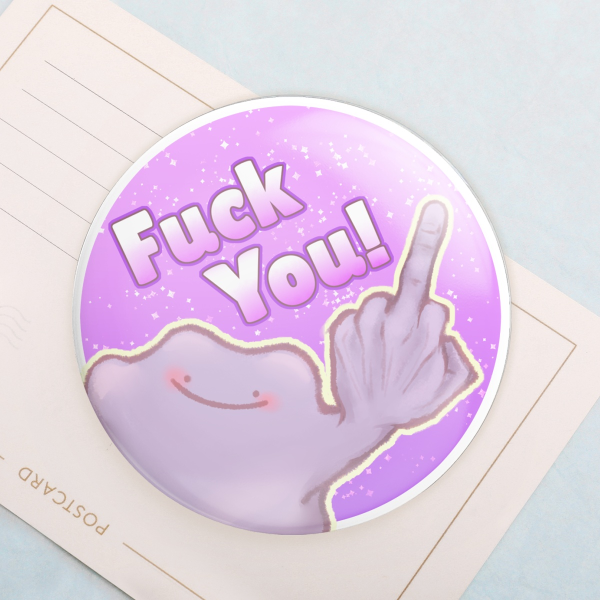3" "Fuck You" Middle Finger Ditto Holographic Badges