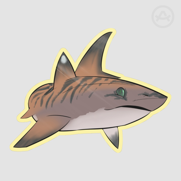 Tiger Shark Colored Edge Die Cut Sticker