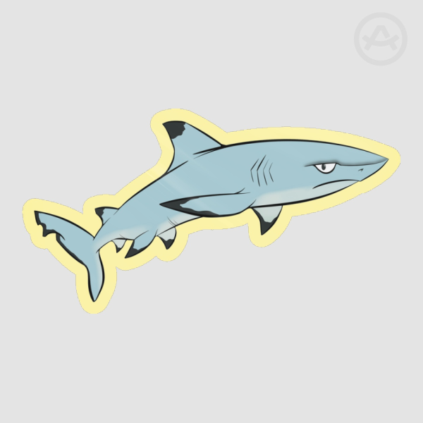 Black Tip Reef Shark Colored Edge Die Cut Sticker