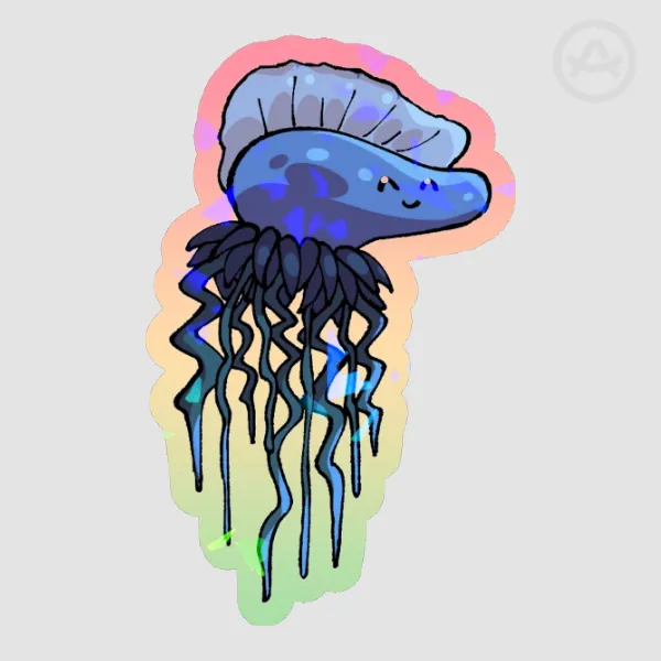 Portuguese Man O War Colored Edge Die Cut Stickers