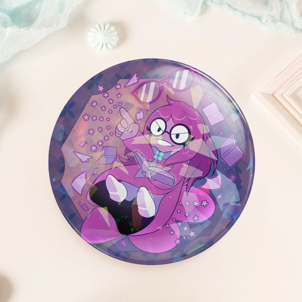 BUTTON PIN ~ DELTARUNE - SETH PURPLE FLOWER