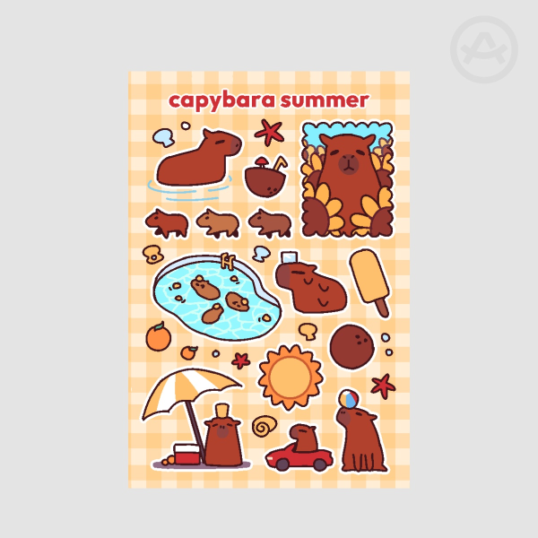 capybara summer sticker sheet