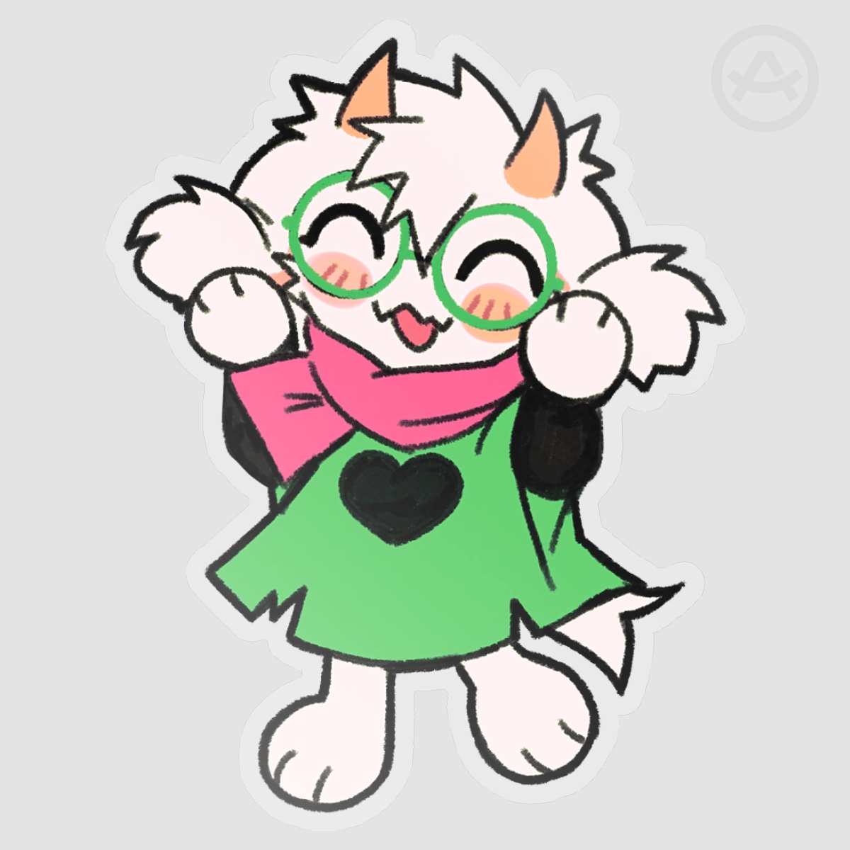 fluffy ears ralsei matte vinyl sticker