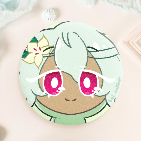White Lily Face Plush Badges