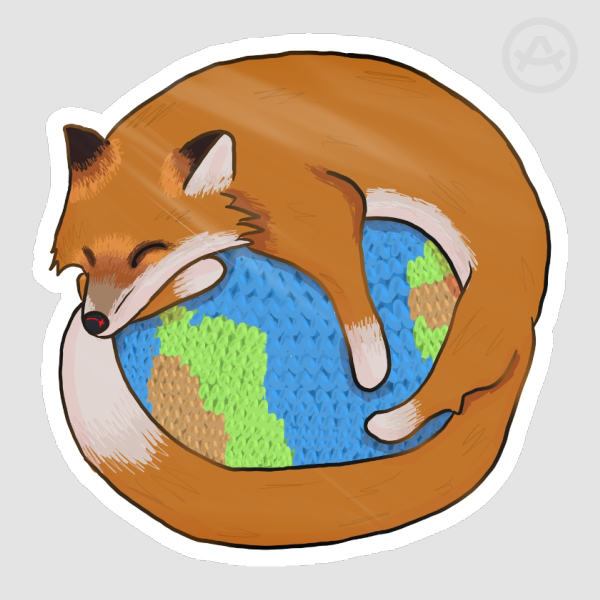 Fox Bean Bag Sticker Glossy