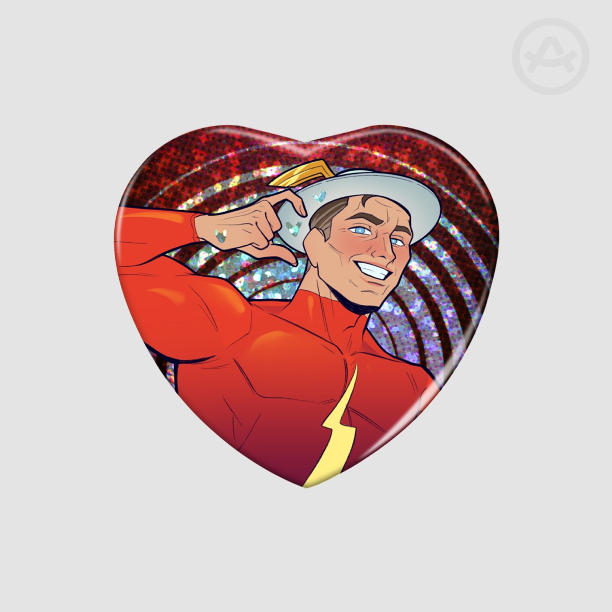 Red Runner Heart Shape Holographic Badges