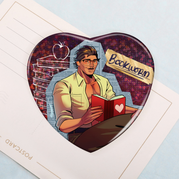 Future Spider Librarian AU Heart Shape Holographic Badges