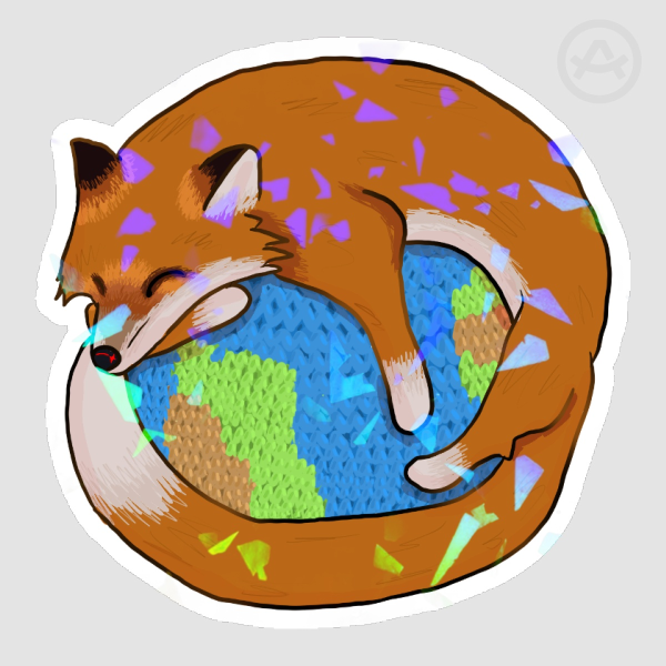 Fox Bean Bag Sticker Rainbow