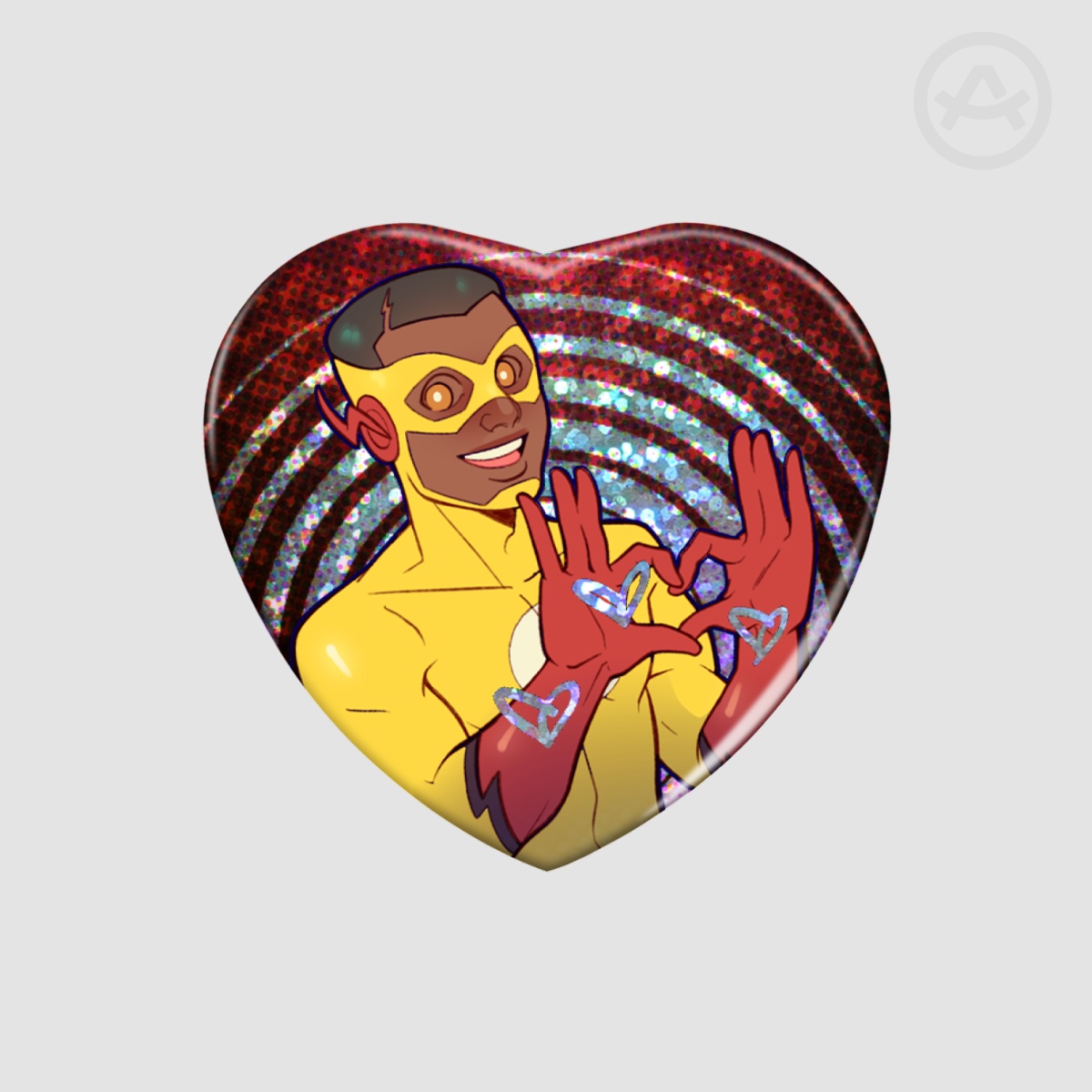 Red (and Yellow?) Runner Heart Shape Holographic Badges