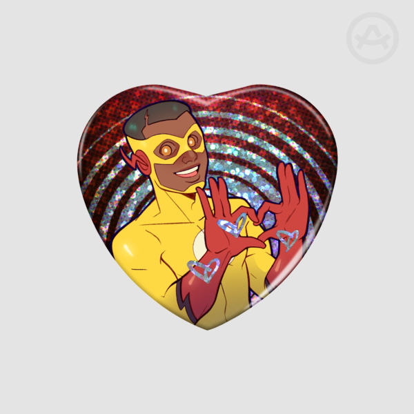 Red (and Yellow?) Runner Heart Shape Holographic Badges