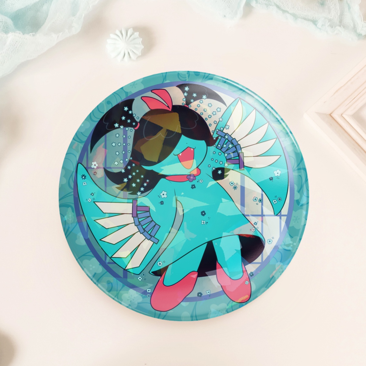 BUTTON PIN ~ DELTARUNE - AQUA FLOWER