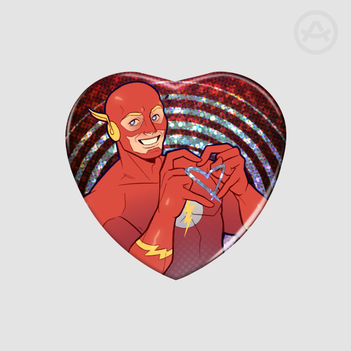 Red Runner Heart Shape Holographic Badges