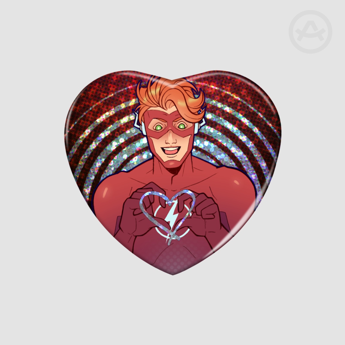 Red Runner Heart Shape Holographic Badges