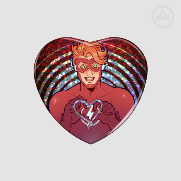 Red Runner Heart Shape Holographic Badges