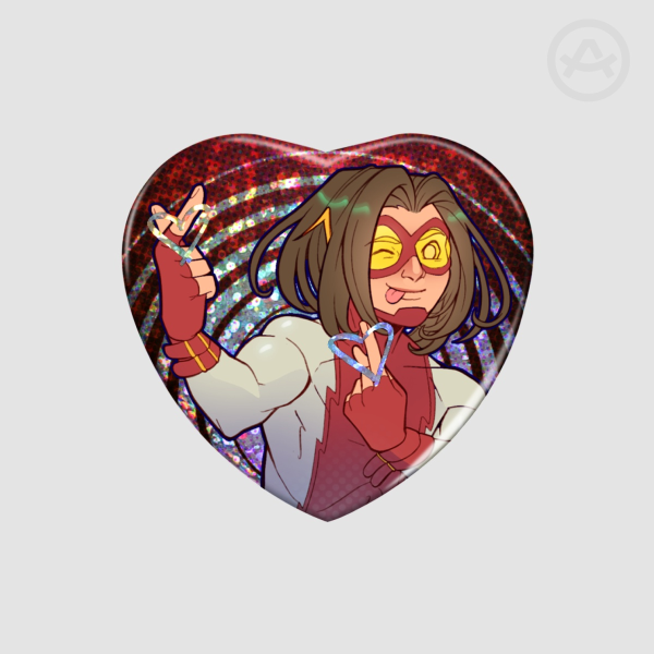 Red Runner Heart Shape Holographic Badges