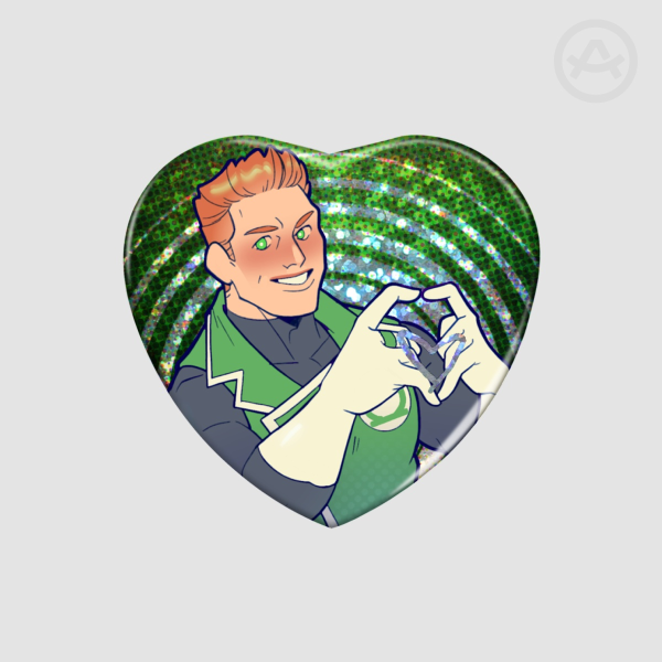 Green Night Lite Heart Shape Holographic Badges