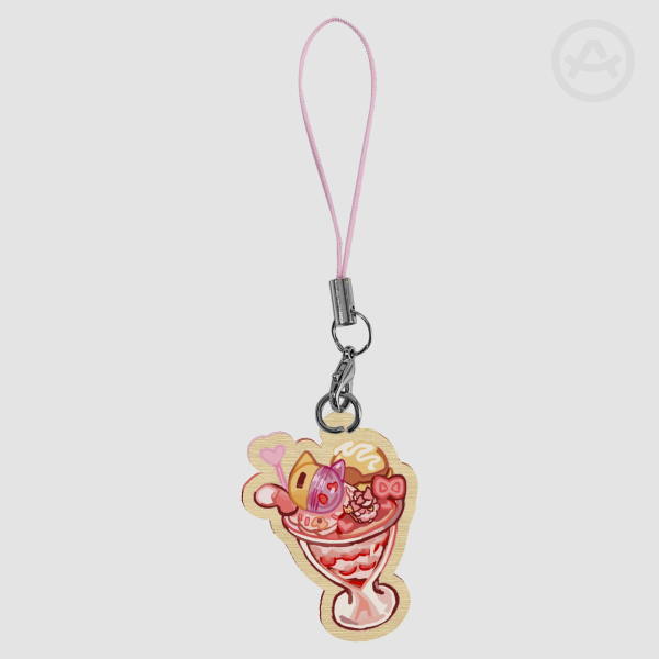 Pink's Doki Doki Mew Parfait Charm Keychain