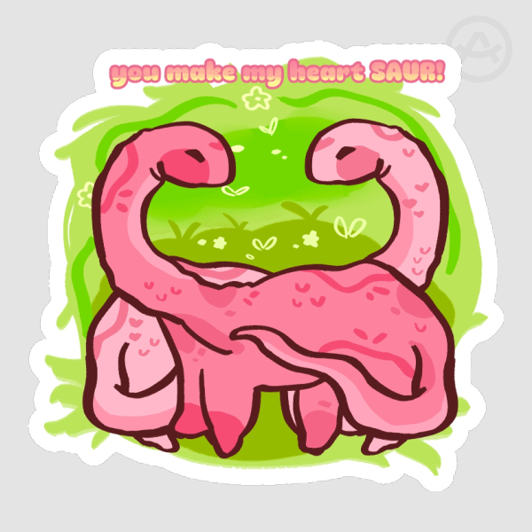 Brontos in Love Sticker (with text)