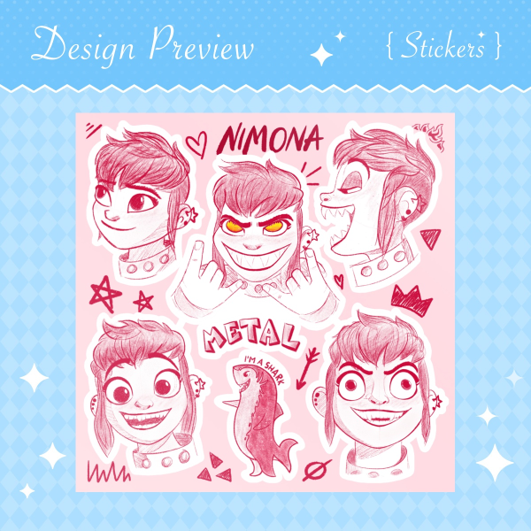 Nimona Coated Paper Stickers Sheet