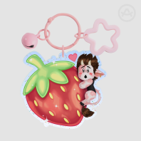 Chibi Micha with a big strawberry [OC cow] -  Colored Edge Acrylic Keychains