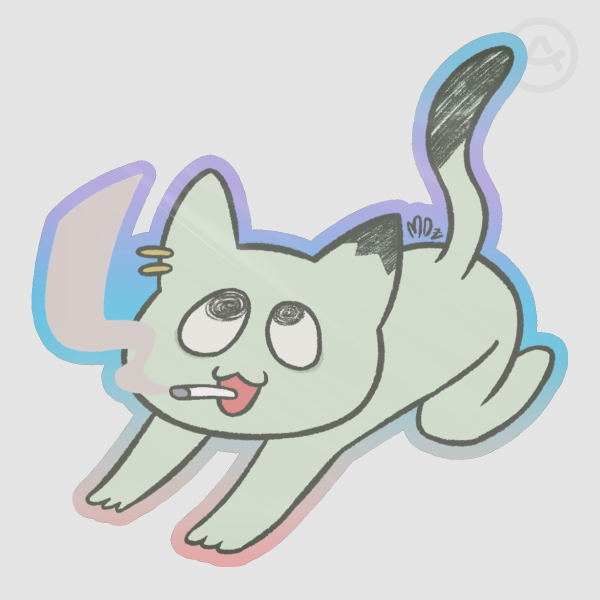 Chainsmoker Cat Die Cut Sticker