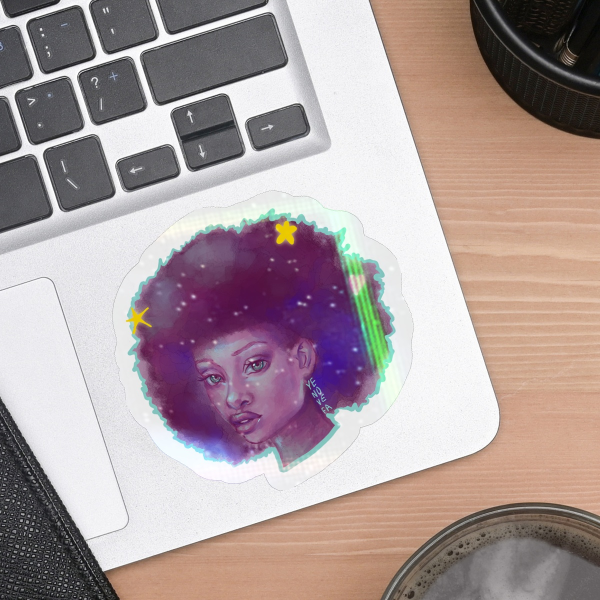 Purple 'Fro Girl - Die Cut Sticker | Colorful Impressionist Pretty Girl drawing