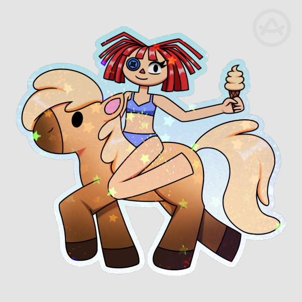 Beach Ragatha On A Horse Sticker