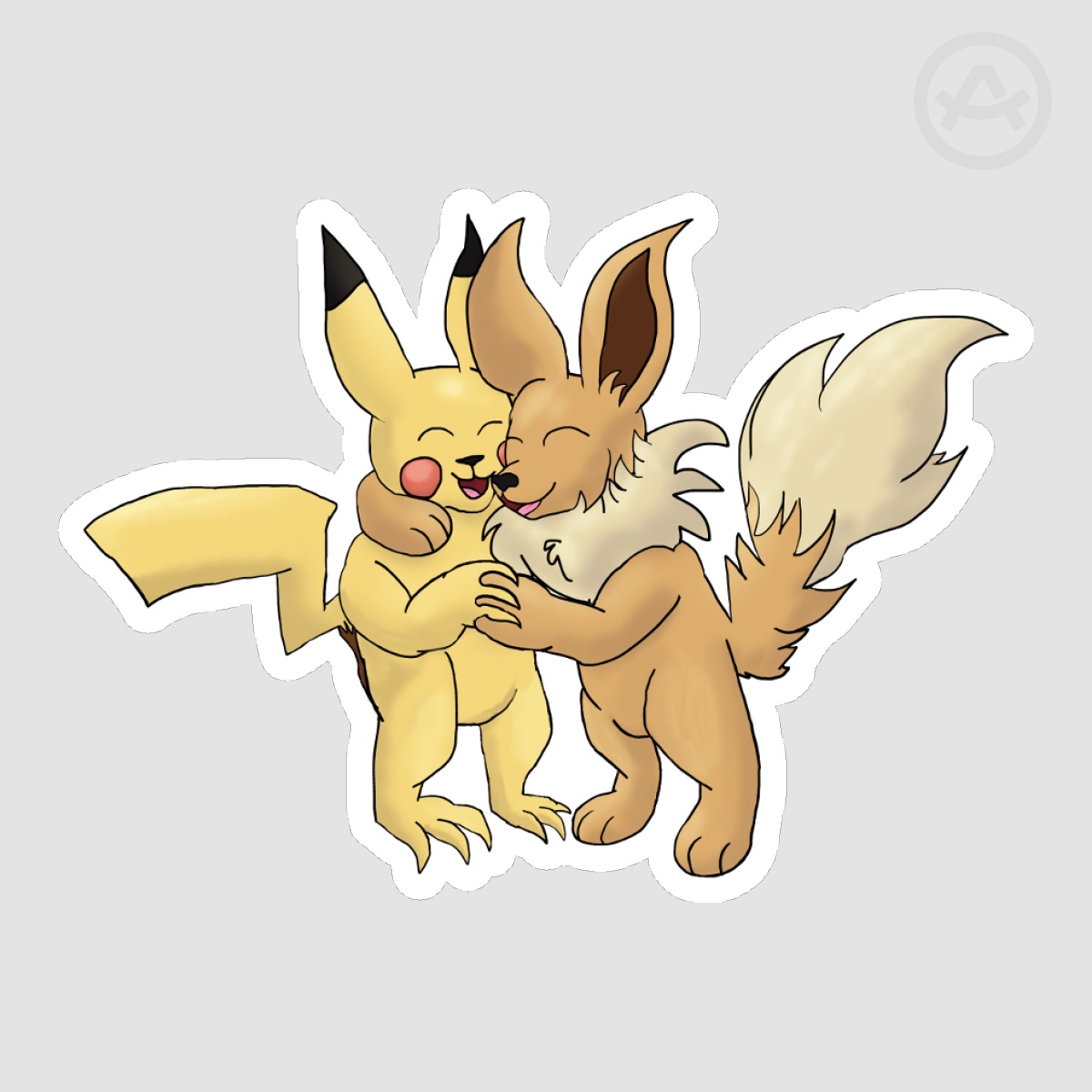 Pikachu and Eevee Matte Sticker Large