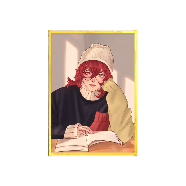Diluc in the library Art Board A6 print