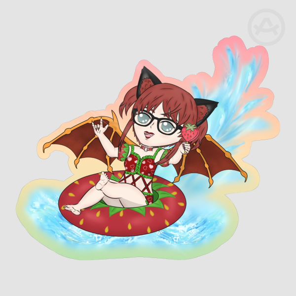 Chibi Choco Summer Colored Edge Die Cut Stickers
