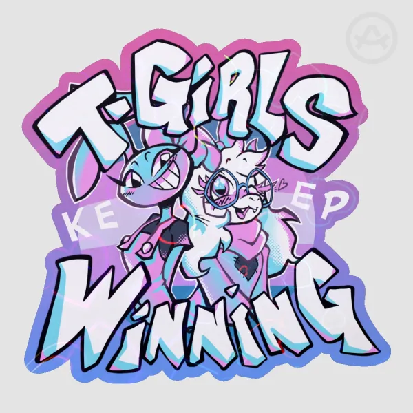 Jax & Ralsei - T-Girls keep Winning! - Holo heart sticker