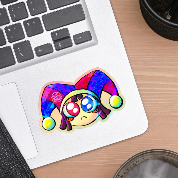 Pomni Digital Circus Colored Edge Die Cut Stickers