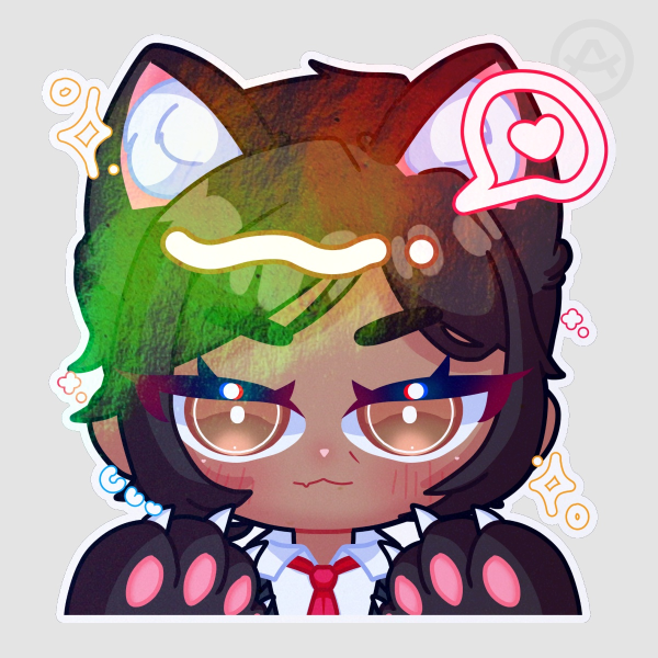 Outis Cat girl Die Cut Holographic Sticker