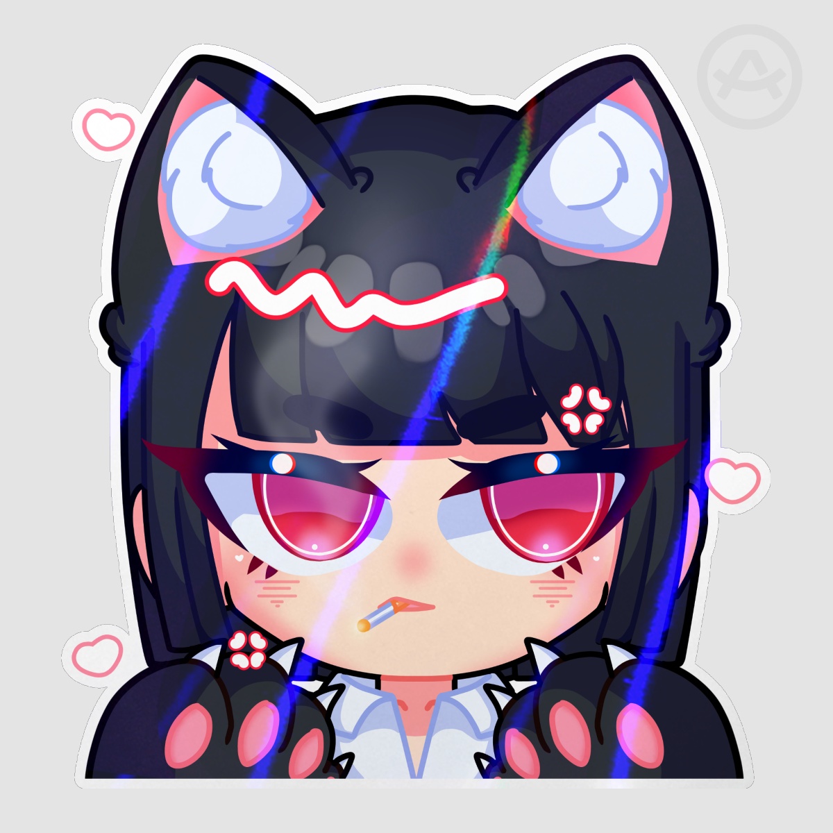 Ryoshu Cat Girl Die Cut Holographic Sticker