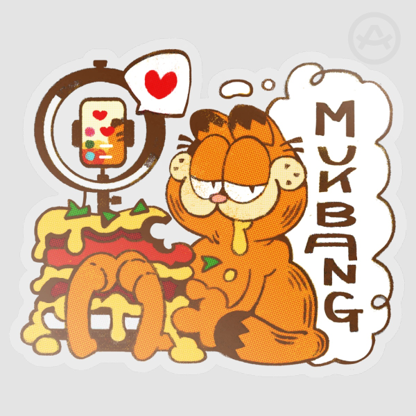 Mukbang Cat (Clear Sticker)