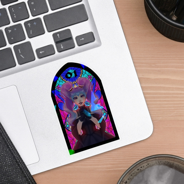 Vampire Hatsune Miku Clear broken glass holo PET Vinyl Die Cut Stickers