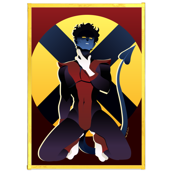 Fuzzy Blue Elf Foil Border Print