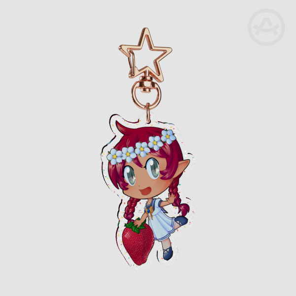 Azure's Summer Strawberries - Glitter Acrylic Keychains