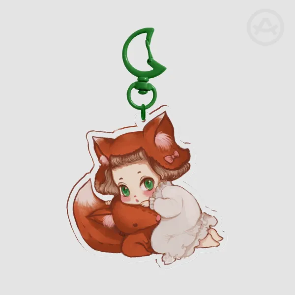 Hugging Fox Plushie Acrylic Keychain