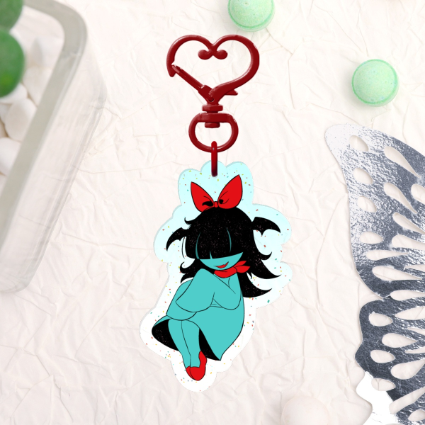 Aqua Colored Glitter Acrylic Keychain