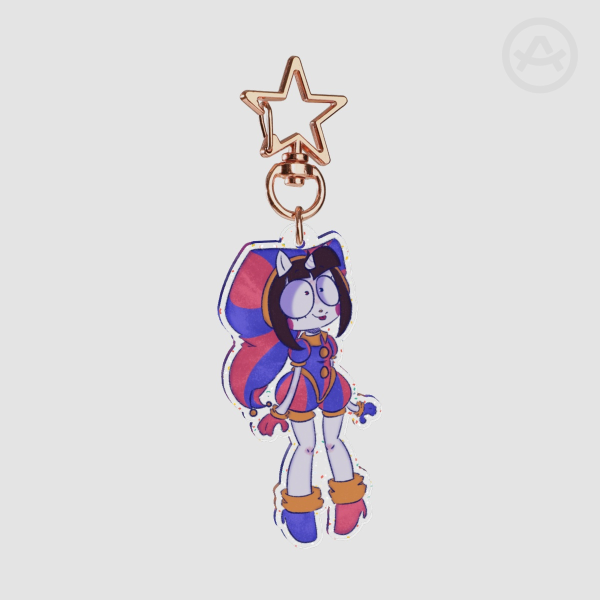 Unicorn Pomni Glitter Acrylic Keychain (LIMITED EDITION)