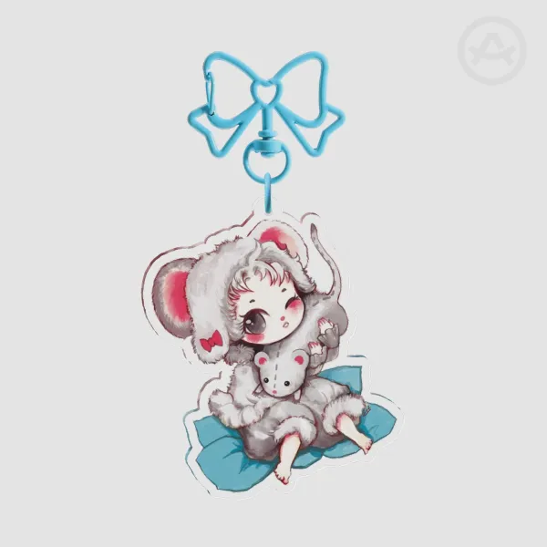 Hugging Mouse Plushie Acrylic Keychain