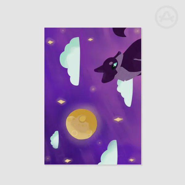 Wolf and the moon print